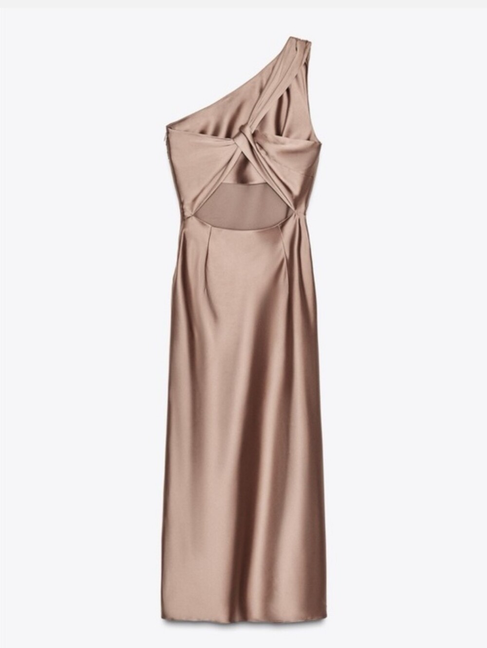 Zara Satin Asymmetric One Shoulder Cut Out Dress Size M - Picture 9 of 12